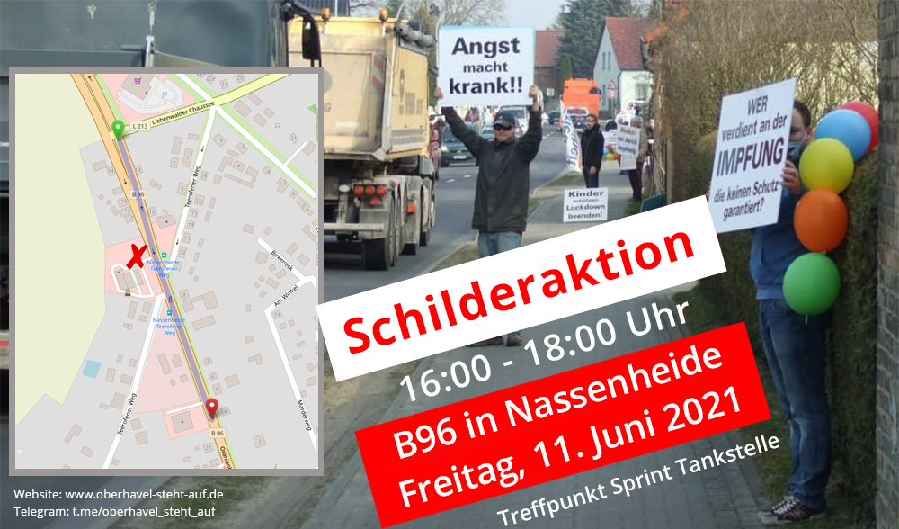 am 11.06.2021, Schilderaktion an der  B96 in Nassenheide