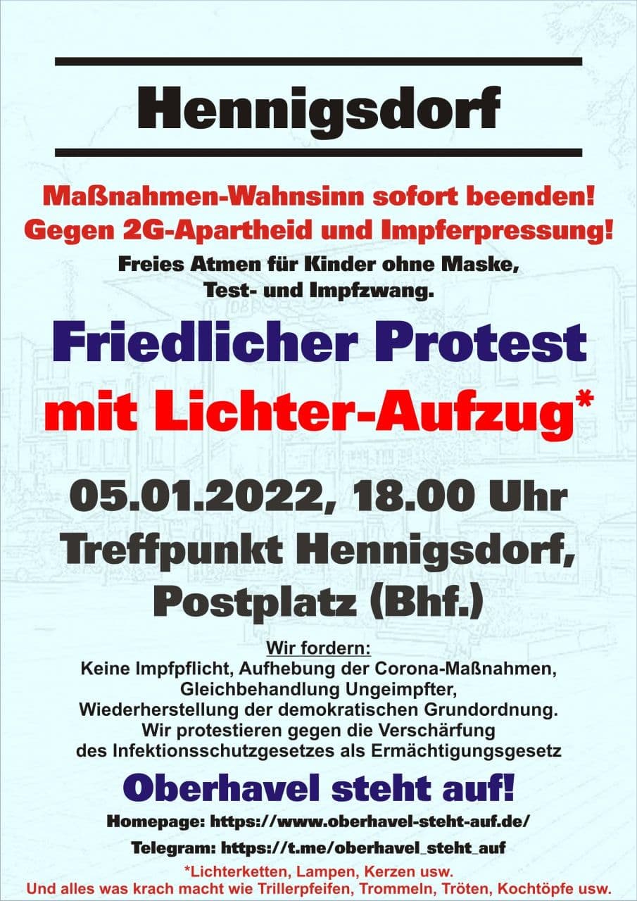 05.01.2022 Demonstration in Hennigsdorf