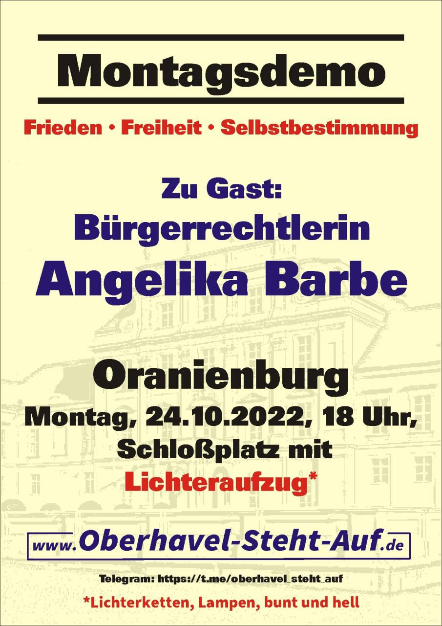 Montagsdemo - Zu Gast Bürgerrechtlerin Angelika Barbe, 24.10., Oranienburg