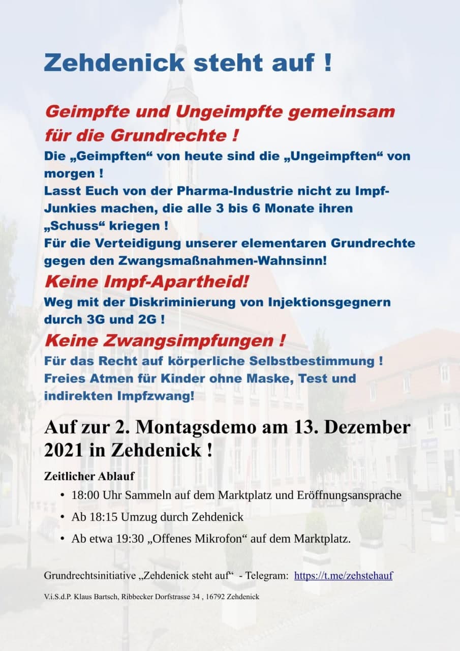 Demonstration in Zehdenick am 13.12.2021